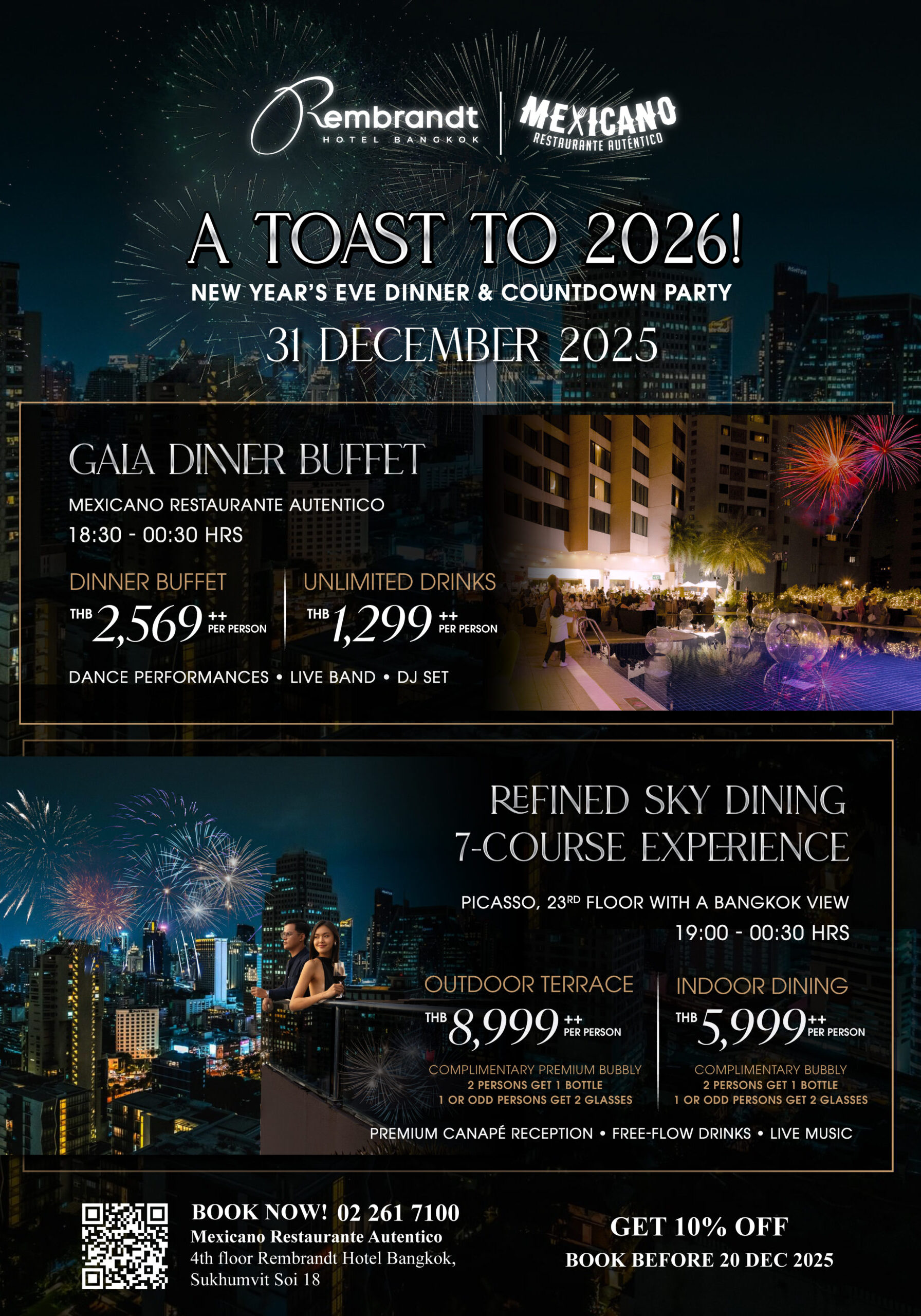 Celebrate the Festive Season 2025 in Bangkok at Rembrandt Hotel Bangkok, featuring the Best Christmas Eve Buffet, Christmas Brunch Bangkok, Christmas dinner Bangkok, and an unforgettable New Year’s Eve countdown party.